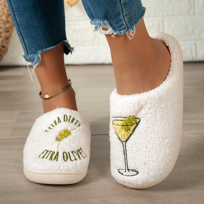 Fluffy Dirty Martini Slippers