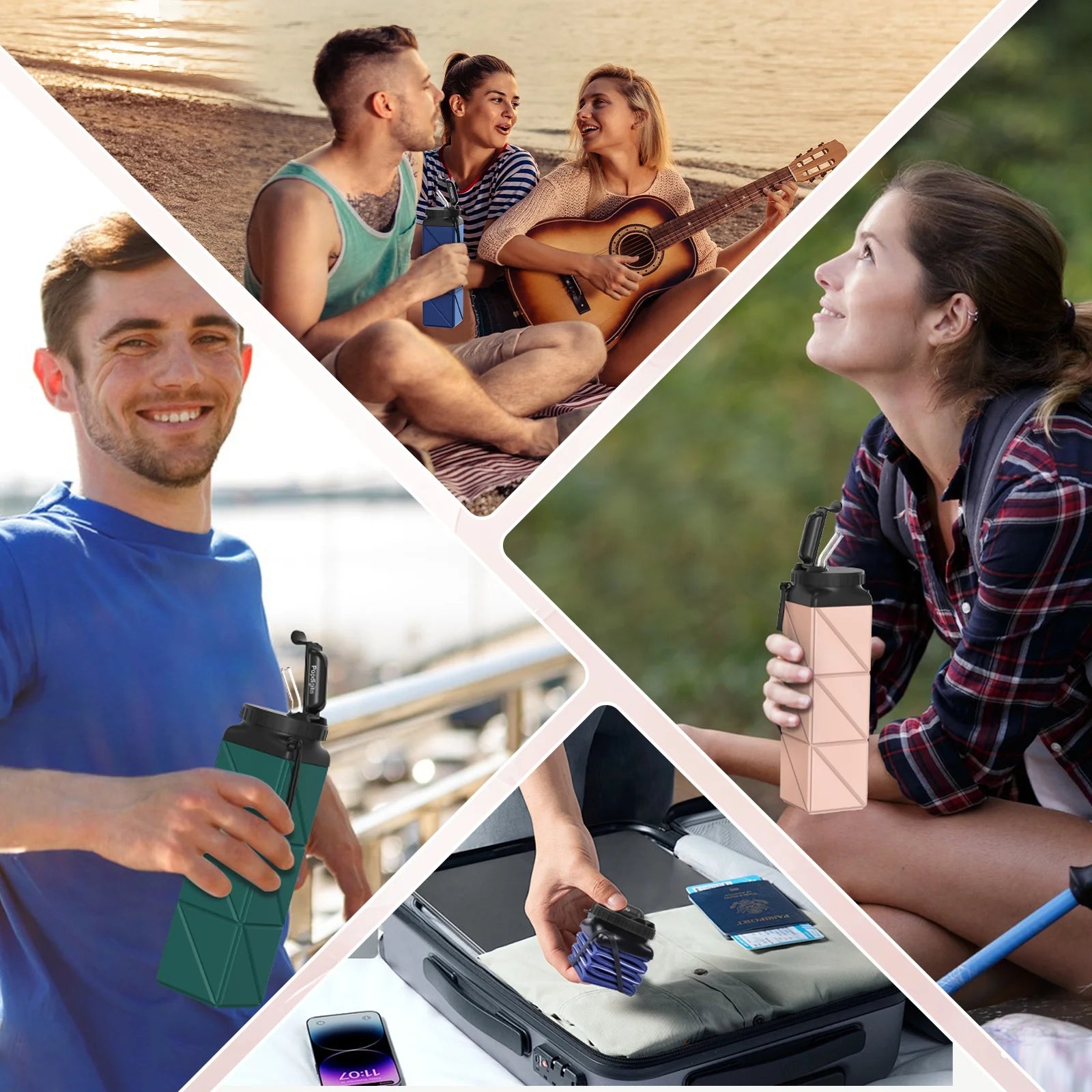 Foldable, Collapsible, Reusable Silicone Water Bottles