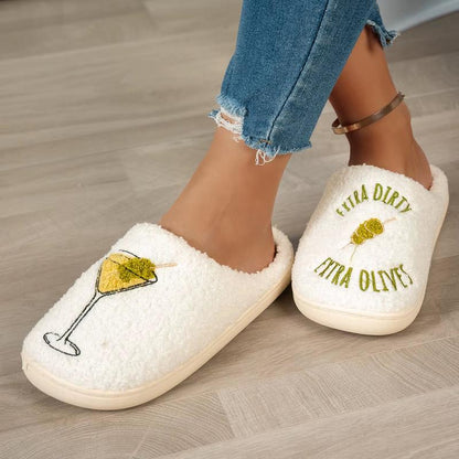 Fluffy Dirty Martini Slippers