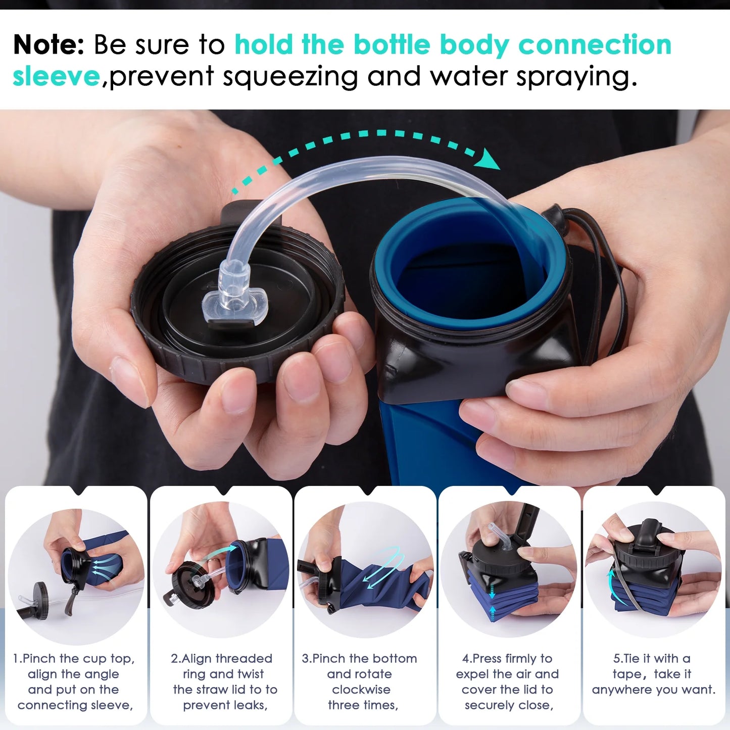 Foldable, Collapsible, Reusable Silicone Water Bottles