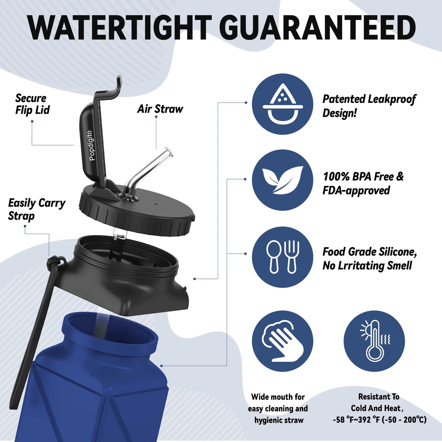 Foldable, Collapsible, Reusable Silicone Water Bottles